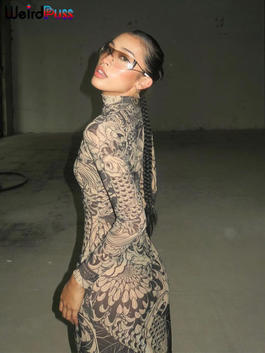 Weird%20Puss%20Mesh%20Print%20Women%20Maxi%20Dress%20Turtleneck%20Full%20Sleeve%20Bodycon%20Autumn%20Trendy%20Hipsters%20High%20Street%20Party%20Y2K%20Attirewear%20-%20Image%206