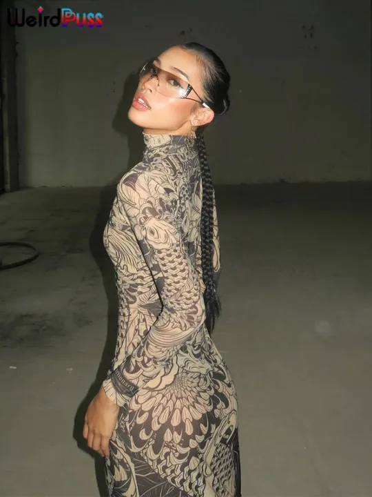 Weird%20Puss%20Mesh%20Print%20Women%20Maxi%20Dress%20Turtleneck%20Full%20Sleeve%20Bodycon%20Autumn%20Trendy%20Hipsters%20High%20Street%20Party%20Y2K%20Attirewear%20-%20Image%206