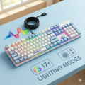 【Original HP Blue Switch Mechanical Gaming Keyboard】 Wired USB Keyboard with RGB & Blue LED Backlight ~ 104-Key Anti-Ghosting, 20 Lighting Modes for PC Gaming, Typing, PUBG, Laptop ~ By FunBug. 