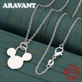 925 Sterling Silver Mini Mickey Mouse Pendant Necklace - Everyday Accessory For Women, Simple And Elegant Jewelry. 