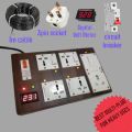 Universal 5 sockets with volt meter and circuit breaker for heavy uses - multi plug.