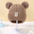 Autumn Winter Baby Warm Knitted Hats With Pom Kids Knit Beanie Hat Solid Color Children Hat For Boys Girls Accessories. 