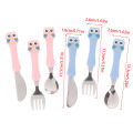 3pcs 304 Stainless Steel Children Knife Fork Spoon Kids Cutlery Set with Storage Box Cute Portable  Children's Feeding Utensils. 