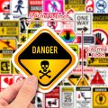 Warning Signs Stickers [50pcs] Bans Cautions Directions Stickers for Helmet Water Bottle Laptop Phone Skateboard Travel. 