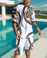 Plus Size 3D Lion Print Men's Cool T-shirt Shorts Set For Sports fitness Summer Street Style Oversized Graphic 2Pcs Men Clothing.