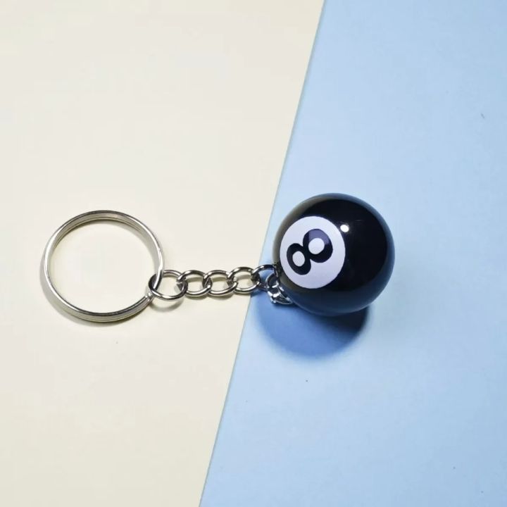 🎱Black No.8 Billiard Resin Keychain Mini Ball Pendant Bar Table Decor ...