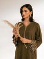 BUZZAZI-Stitched Dress For Women's Brown New Embroidered Suit. 