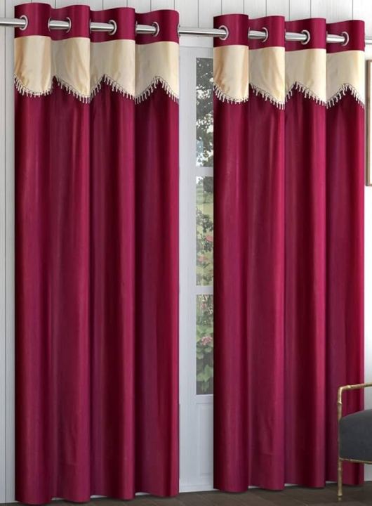 Silk Jhalar Maroon Window/Door Curtain 1 Pcs (Size 4F×6.5F)
