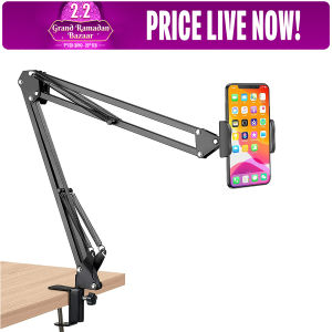 Bornilshop Overhead Phone Video Stand Phone suspension stand scissor arm comes with phone clip and ball head camera mount fitting well cell phone