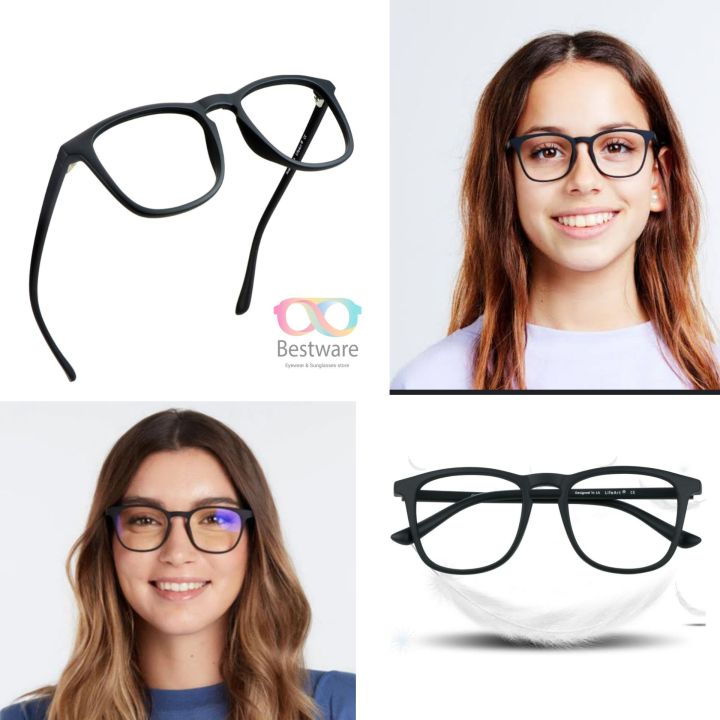 Matte Black Square Light weight Glasses for Men And Women