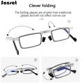 Retro Folding Reading Glasses for Men / Women Metal Frame Anti-blue Light Eyeglasses with Free Case. 
