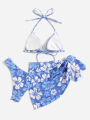 European and American Swimsuit Skirt Bikini Three-Piece Set.