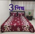 luxury panel cotton double size twill panel bed sheet size (7×8) feet King size with two pillow cover.