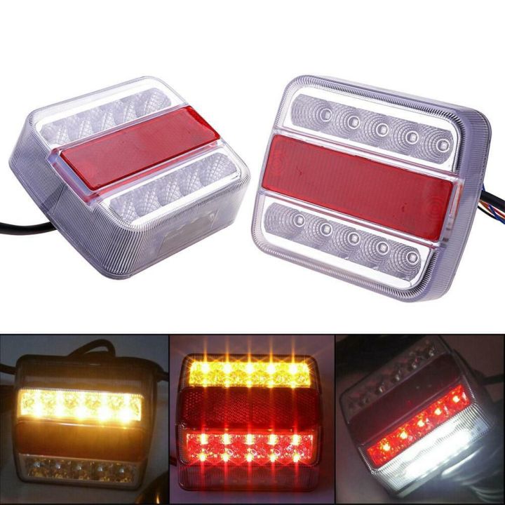 2 piece ECD Germany LED Tail Light for Trailers - 12 V - with E4 Approval Mark - with 14 LED Bulbs - Waterproof - Trailer Lighting Rear Light