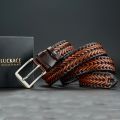 LUCKACE Genuine Leather Casual Men's Belt Trendy Golf Belts Knitted Belt With Alloy Buckle Best Gift Choice for Boyfriend/Husban.