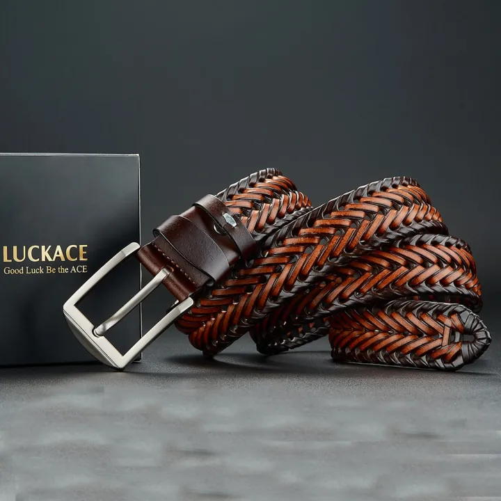 LUCKACE%20Genuine%20Leather%20Casual%20Men's%20Belt%20Trendy%20Golf%20Belts%20Knitted%20Belt%20With%20Alloy%20Buckle%20Best%20Gift%20Choice%20for%20Boyfriend/Husban%20-%20Image%205