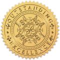 Gold Foil Certificate Seals Outstranding Excellence 100pcs Self Adhesive Embossed Seals Gold Stickers Medal Decoration Labels. 