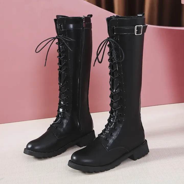 Winter%20New%20Style%20Round-toe%20Thick-soled%20Cross-strap%20Fashionable%20Motorcycle%20Boots,%20Comfortable%20Non-slip%20Trendy%20Women's%20Boots%20-%20Image%205