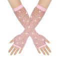 Hot Sale Fingerless Fishnet Gloves Highly Elastic Arm Sleeve Punk Goth Ladies Disco Rhinestone Performance Gloves Unisex.