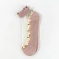 Trendy women cute colorful transparent lace socks.