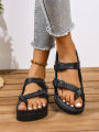 Women's Summer Casual Simple Buckle-Adjustable Thick-Soled Comfortable Eva One-Piece Flat Slip-On Slippers Suitable for Home and Outdoor Beach Use. 