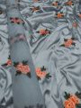 Floral Silk Dress with Organza Dupatta. 