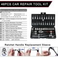 46pcs 1/4 Inch Drive Socket Set Ratchet Wrench Set Car Tool Kit, Bit Socket Wrench Set Metric Mechanic Tool Set Car Accessories.
