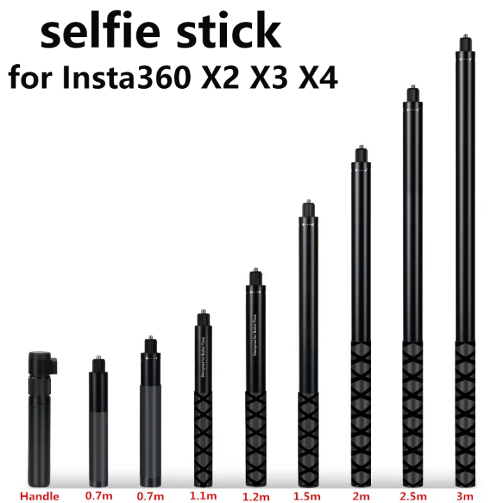 Metal Invisible Extended Edition Selfie Stick Scalable Monopod for Insta360 X3 X4 X5 Accessories for Action 5 4 Stick