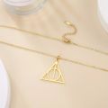 Skyrim Stainless Steel Deathly Hallows Necklace Round Triangle Silver Color Pendants Necklaces Geometric Jewelry for Women Men. 