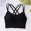 Sexy Women Tops Back Cross Strap Tank Top Push Up Running Sports Bra Breathable Soft Fitness Beauty Solid Color Yoga Bra. 