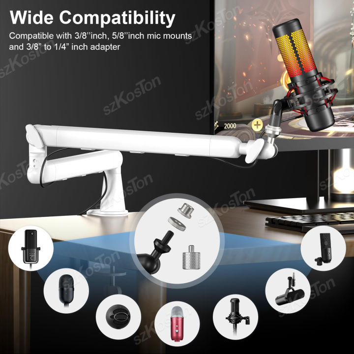 White%20Microphone%20Boom%20Arm%20Adjustable%20Low%20Profile%20Mic%20Stand%20with%20Extended%20Riser%20&%20Cable%20Management%20for%20SM7B%20MV7%20AM8%20K688%20HyperX%20-%20Image%204