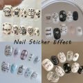 2Pcs Cartoon Cute Cat Nail Childlike Stickers Holographic Love Heart Bronzing Star Sliders Silver Chrome Nail Art Manicure Decor. 