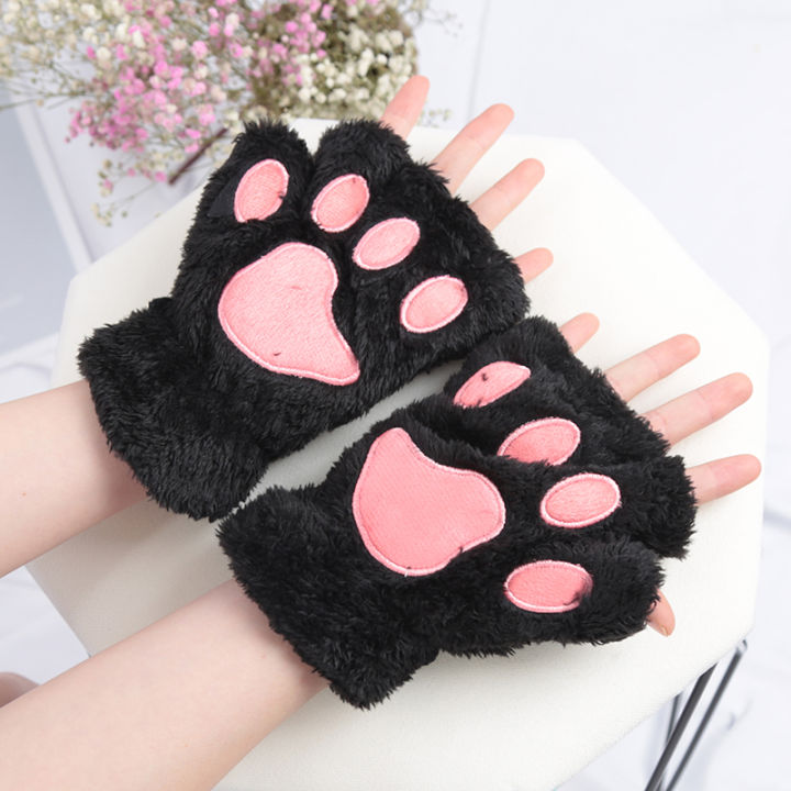 New%20Kawaii%20Women%20Warm%20Cat%20Gloves%20Fashion%20Girls%20Cat%20Claw%20Paw%20Plush%20Mittens%20Soft%20Plush%20Short%20Fingerless%20Half%20Finger%20Winter%20Gloves%20-%20Image%202