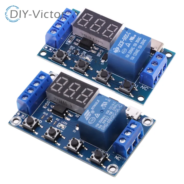 DC 6-30V Support Micro TYPE-C USB 5V LED Display Automation Cycle Delay ...