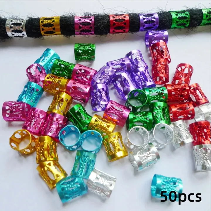 50pcs%20Metal%20Hollow%20Out%20Hair%20Ring%20Accessories,Beads%20Hair%20Braid%20Rings%20Clips%20Dread%20Locks%20Hair%20Braiding%20Metal%20Cuffs%20Decoration%20-%20Image%207