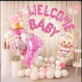 Welcome baby blue and pink color theme 44 pcs for boys feeder,baby boy with balloons for home and out door decoration gifts for mama. 