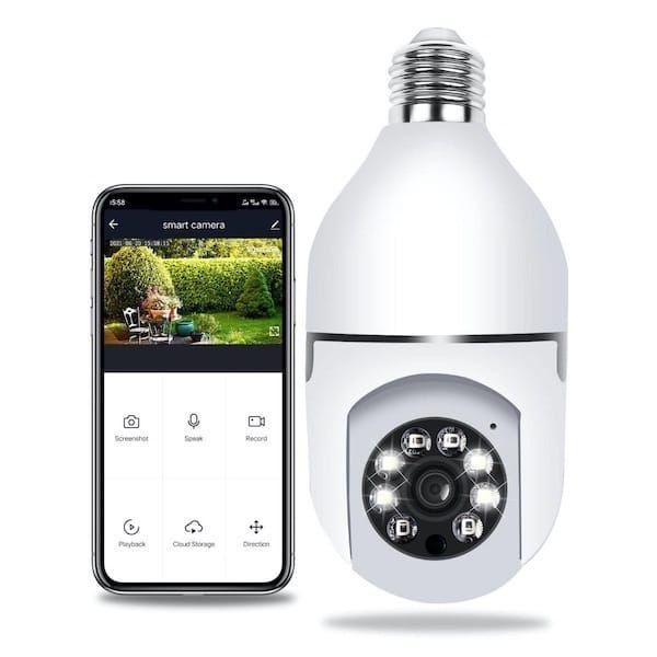 Security Camera HD 1080PP IP Security Surveillance Camera 360° Rotate Auto Tracking Panoramic Bulb Camera Wireless PTZ Camera Speed Dome CCTV Full Color Night Vision Motion Detection 4X Digital Zoom Two-Way Audio