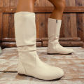 Hot Sale Womens Boots Side Zip Mid Calf Boots Trend Suede Women Flat Boots Luxury Plus Size Women Shoes High Quality Botas Mujer. 