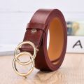 Women's Belt Trend Double Round Buckle Belt Simple And Versatile Youth Belt Pu Leather Belt Paired With Jeans Skirt Women Belt. 