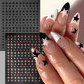 3D Black Pink Stars Stickers for Nails Golden Silvery Stars Adhesive Nail Decals Autumn Winter Festival DIY Nail Art Accessories. 