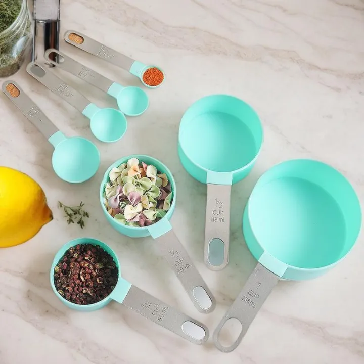 4/8PCS/Set%20Plastic%20Measuring%20Cup%20Measuring%20Spoon%20Stainless%20Steel%20Handle%20With%20Graduated%20Measuring%20Baking%20Tools%20Outdoor%20Tableware%20-%20Image%203