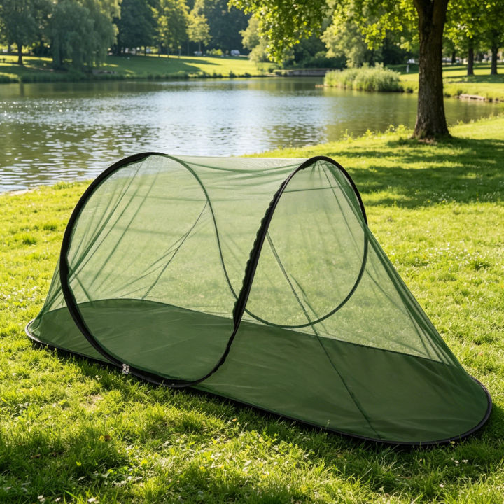 green boat-shaped mosquito net wider and taller installation-free portable anti-mosquito collapsible outdoor camping