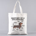 Dachshund  Unisex Handbags Custom Canvas Tote Bag Print Daily Use Reusable Travel Casual Shopping Bag. 