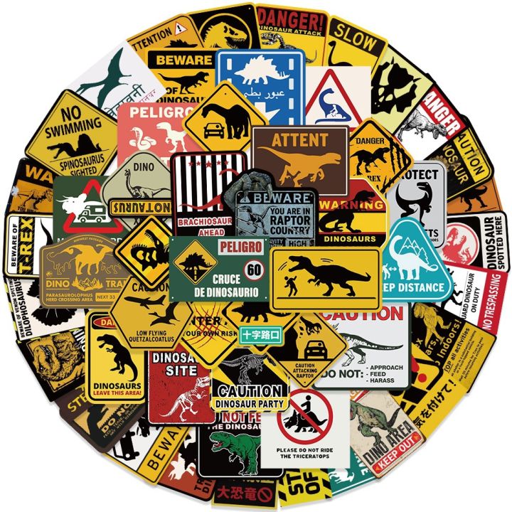 60PCS Cool Jurassic World Signs Dinosaur Park Stickers DIY Stickers Scrapbooking Phone Luggage Skateboard Waterproof Decals