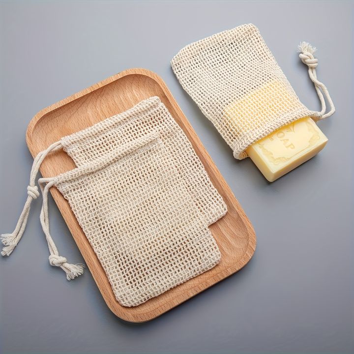 Natural Mesh Soap Bags - Soft, Reusable & Breathable Facial Cleansing Foam Nets , Ideal for Travel & Home Use - Accessory