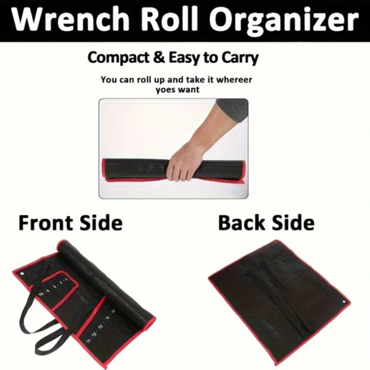 16-Pocket%20Black%20Tool%20Bag%20W/Red%20Stitching%20-%20Compact%20Wrench%20Organizer%20for%20Mechanics%20&%20Craftsmen,%20Secure%20Zipper%20&%20Multi-Pockets%20-%20Image%202