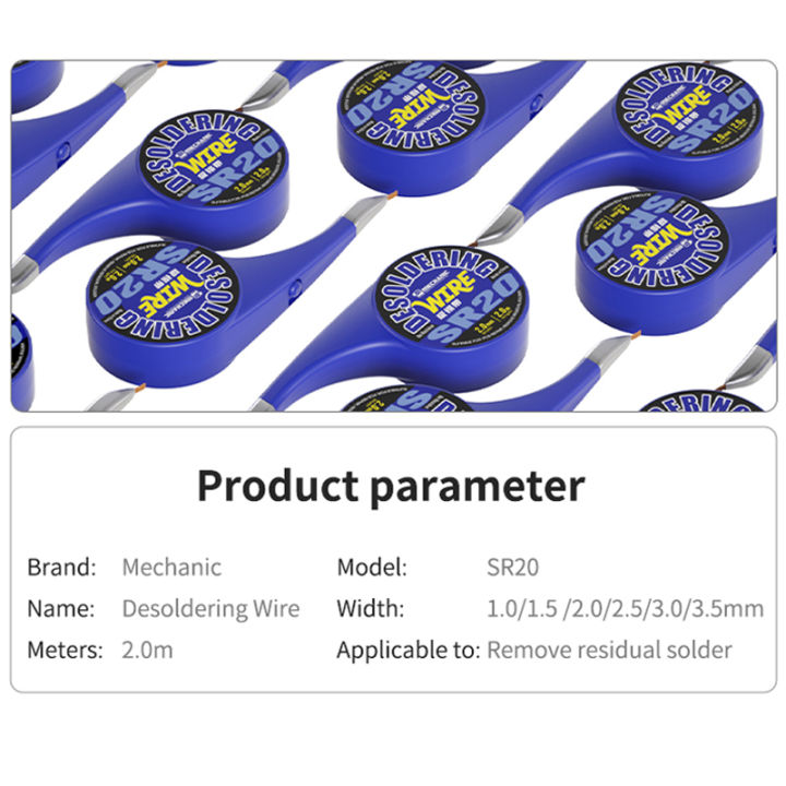MECHANIC%20SR20%20Desoldering%20Wire%20Braid%20Solder%20Wick%20Tin%20Remover%201.0/1.5/2.0/2.5/3.0/3.5mm%20for%20PCB%20Welding%20Rework%20Tools%20-%20Image%202