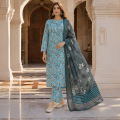 Kleren 3 Piece Unstitched or Stitched Digital Printed Doria Lawn Suit for Women with Digital Printed Doria Lawn Shirt & Trouser and Digital Printed Lawn Dupatta - Summer Collection 2026 - Design code : Farda F-40. 