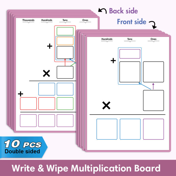 Vertical Multiplication Chart 10Pcs Multiplication Practice Charts for Kids Dry Erase Vertical ...