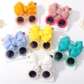 2Pcs/Set Kids Camping Sunglasses Headband Baby Unglasses Elastic Nylon Bohemia Seaside Sun Glasses Bow Headwear. 